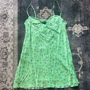 Zara Satin Green Floral Mini Dress